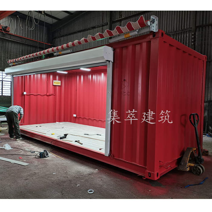 全新定制3米宽沿街商铺明装线路卷帘门雨棚集装箱商铺小卖部